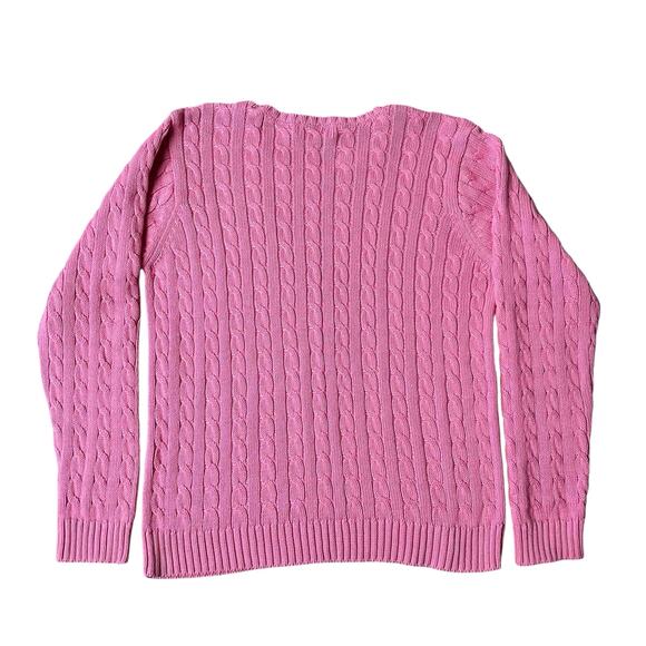A | Line Anne Klein Sport Cable Knit Sweater XL Pink Crew Neck Pullover Preppy - Picture 2 of 5